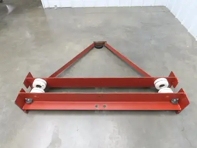 Underhung Bridge Crane Push End Truck 3.25"-7" Beam Flange 48"L 4" Poly Wheels