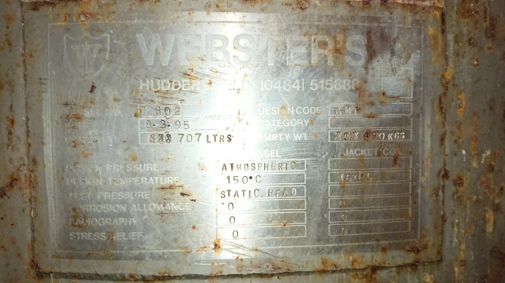 700 L S/S Jacketed Enclosed Mixer Tank