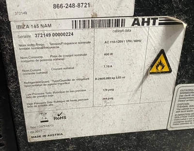 130-0131 AHT Ibiza 145 NAM Sliding Door Self Contained Freezer