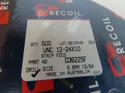 Recoil 03622SF UNF 12-24X1D Thread Repair Insert Coil Strip 500/Roll Lot Of 24