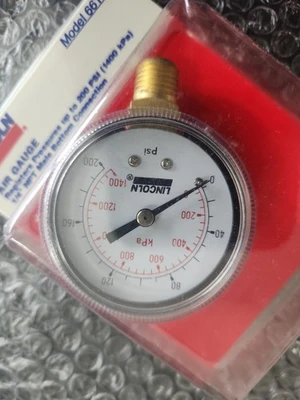 🆕️ *LOT OF 2* Lincoln 200 PSI Air Gauge 66100 ⚡️🇺🇸 SHIP+WARRANTY