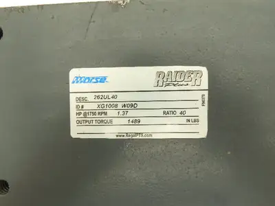 Morse Raider 262UL40 Worm Gearbox 40:1 Reducer 1.4hp 44rpm LH Output