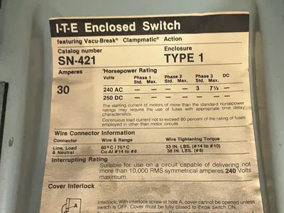 Used SIEMENS SN421 Disconnects Ohio US | HGR 24 #1288734