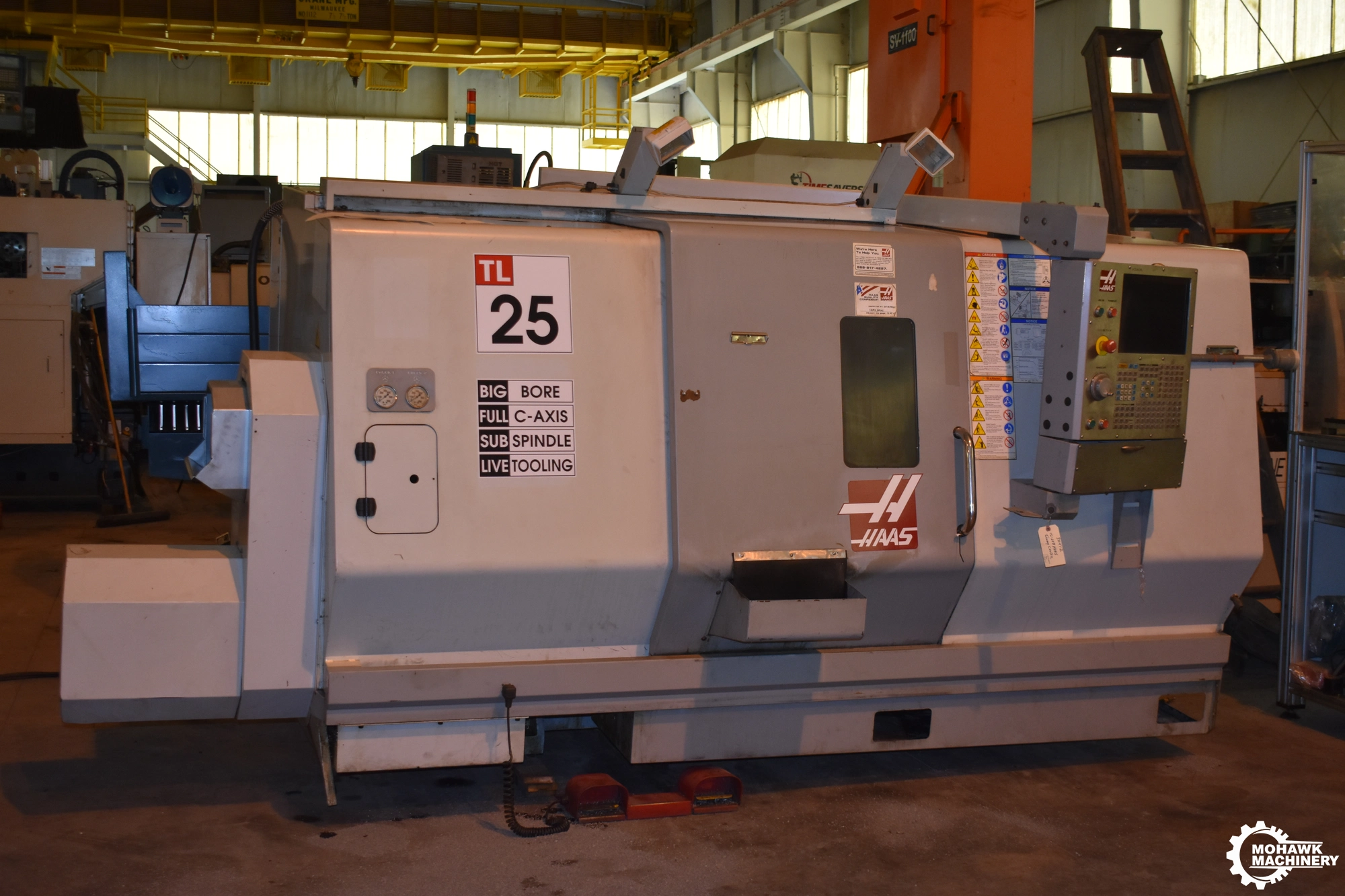TL-25B HAAS "BIG-BORE" DUAL-SPINDLE CNC TURNING CENTER w/SUB-SPINDLE - LIVE TOOLING - 4” SPINDLE BORE -