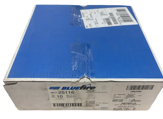 Norton BlueFire 4" x 54" R823P Sanding Belts 60 Grit Zirconia Alumina 10 Pack