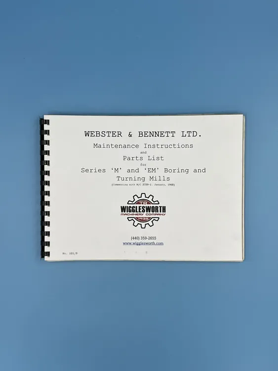 New | Build-to-Order WEBSTER & BENNETT M/EM Manual Tooling & Accessories (Other) Ohio US | T.R. Wigglesworth Machinery Co. #64167