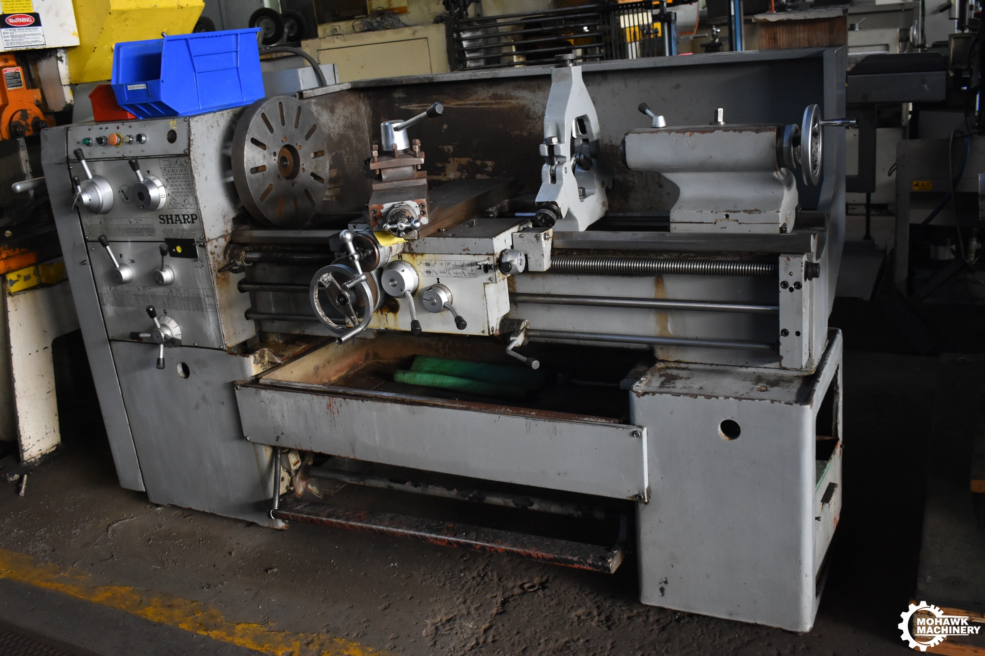 14.2/20" x 40" SHARP "1540G" GEARED HEAD GAP-TYPE ENGINE LATHE w/INCH-METRIC -COLLET CHUCK - FACEPLATE - STEADY & FOLLOW RESTS