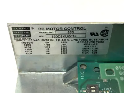 USED BODINE ELECTRIC FILTERED SCR DC BASIC SPEED CONTROL
