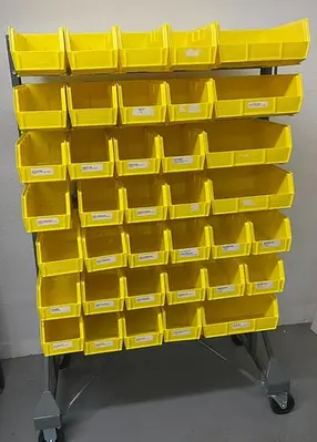 Stackable bin organizer on wheels 36''x23''x59''h