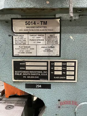 Used SCOTCHMAN 5014TM Ironworkers Michigan US | Vander Ziel Machinery Sales #480478