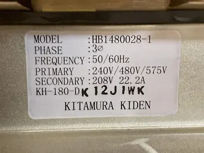 Kitamura Kiden,HB1480028-1,3-Phase Transformer 50/60Hz 240V/480V/575V 22.2A