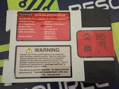 BANNER ES-FA-9AA SAFETY RELAY MODULE 24V 250V 6A 200W