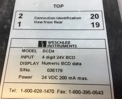 WESCHLER BCD-4 / BCD4 Remote 4 Digit BCD Input Display. 2D