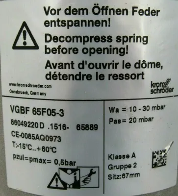 NEW KROM SCHRODER VGBF 65F05-3 PRESSURE REGULATOR CE-0085AQ0973 VGBF65F053