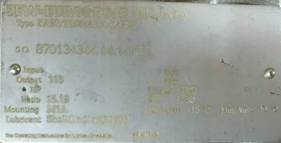 NEW SEW EURODRIVE KA67/TDRE100LC4/DH GEAR MOTOR 5HP 15.19:1 KA67TDRE100LC4DH