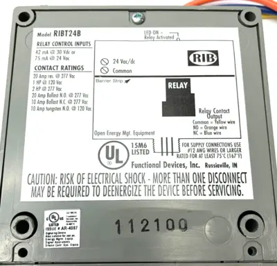 Functional Devices RIBT24B Power Relay SPDT 20A 24V NEMA 1