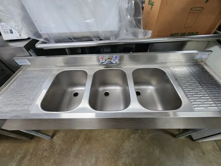 Used Krowne Used Krowne 18-53C 3 Compartment Commercial Sink Sinks Illinois US | Falcon Restaurant Supply #1376784