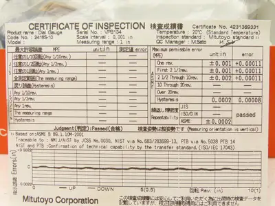 Mitutoyo 2416S-10 Dial Drop Indicator 0-100 Dial 0-1" Range .001" Grad
