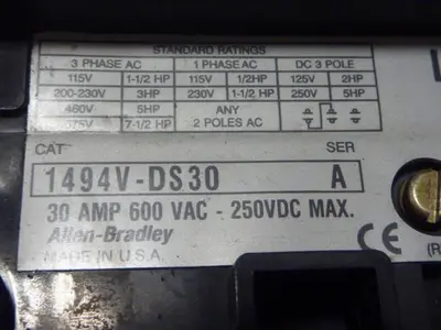USED ALLEN BRADLEY 1494V-DS30 SER A