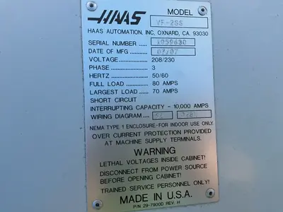 Used 2007 HAAS AUTOMATION VF2SS Vertical Machining Centers Ohio US | HGR 24 #1548070