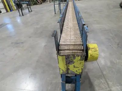 New London Engineering 7.5"x12' Plastic Roller Belt Accumulating Conveyor 30 FPM