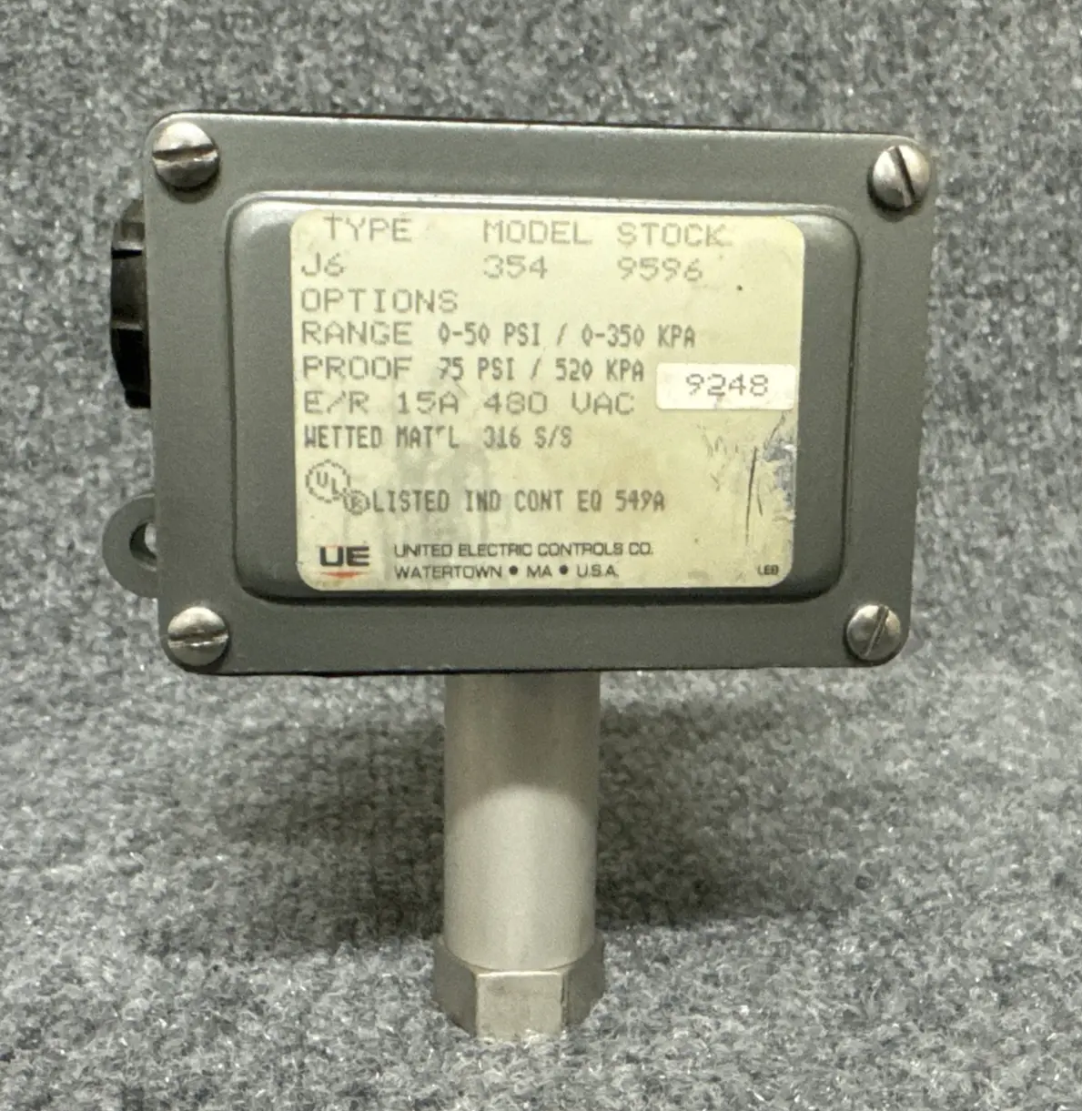 Used United Electric Controls J6-354 Pressure Switches California US | Davliegogo LLC #1708158