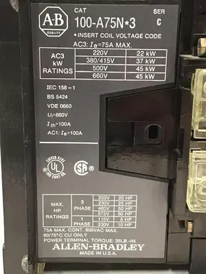 USED ALLEN BRADLEY 100-A75N.3 SER C