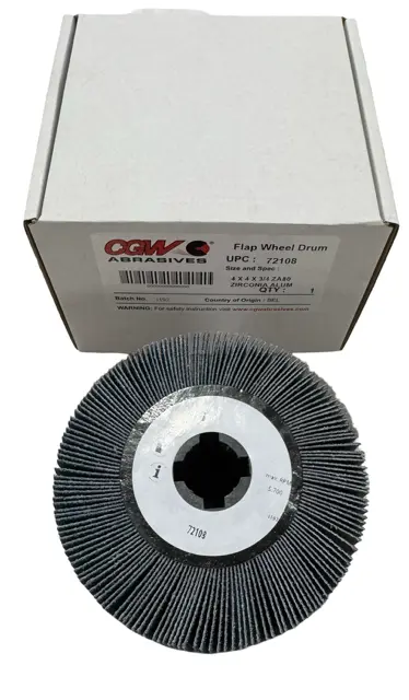 CGW 4" x 4" x 3/4" Flap Wheel Drum with Keyhole Zirconia Aluminum Oxide 80 Grit