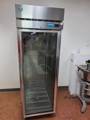 Used Hoshizaki Used 27.5" Hoshizaki R1A-FG One Section Reach In Glass Door Refrigerator 115V - TH5 Display Refrigerators Illinois US | Falcon Restaurant Supply #1373512
