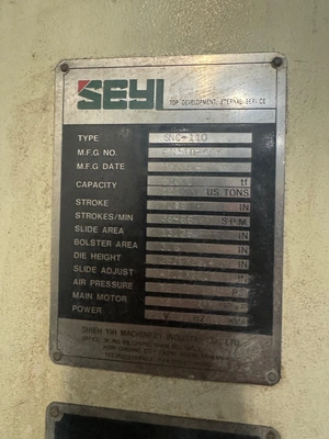 1993 SEYI SUTHERLAND SNC-110 PRESSES, GAP FRAME, SINGLE CRANK | Wheeler Machinery Sales (4)