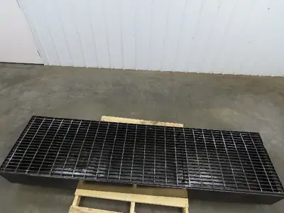 CNC Oil Coolant Tank 100gal Steel Oil Spill Catch Tank Walkway Grates 25x98x10"