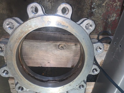 A-C Valve Inc. 10" Stainless Steel Air Operated Knife Gate Valve