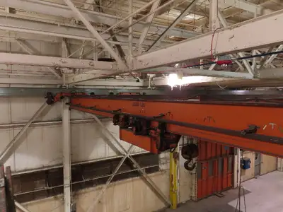Cleveland Tramrail P&H 11 Ton Double Girder Underhung Bridge Crane 34' 10" Span