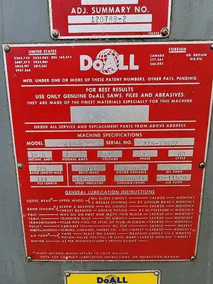 USED 1973 DOALL 3613-0