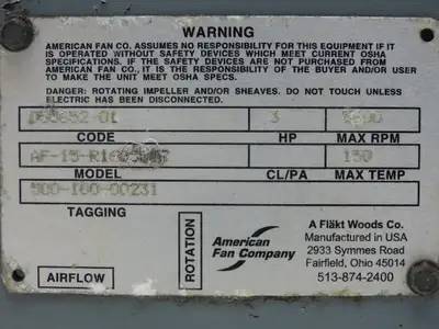 Used AMERICAN FAN _UNKNOWN_ Blowers Indiana US | Arrow Industrial #1416216