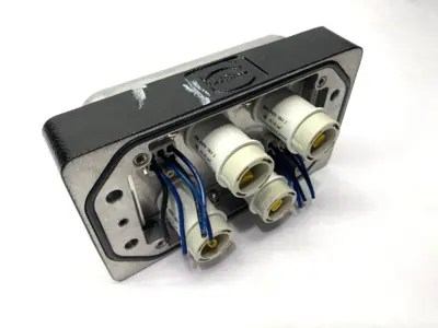USED HARTING BASE PANEL HAN 48 HPR W/ X4 09110012651 MALE INSERT DAMAGED