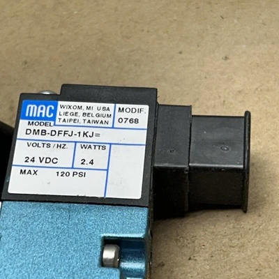 MAC 411A-B0A-DM-DFFJ-1KJ Solenoid Valve 120 PSI with DMB-DFFJ-1KJ 24 VDC 2.4 W