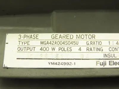 Fuji MGA42A004S045U Parallel Shaft Gearmotor 45:1 Ratio 40rpm 400W 220V 3PH 71M