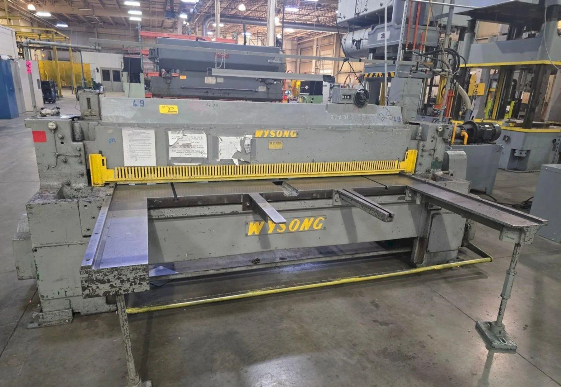 8' X 3/16" WYSONG MODEL #796 MECHANICAL POWER SQUARING SHEAR WITH BACK GAUGE: STOCK #23634