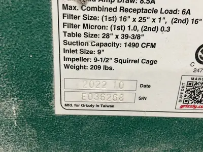 Used 2022 GRIZZLY INDUSTRIAL H2936 Dust Collectors Ohio US | HGR 24 #1556738