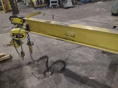 1 TON RELIABLE WALL MOUNTED JIB CRANE W/ 1 TON BUDGIT HOIST & TROLLEY: YOBRO #25151