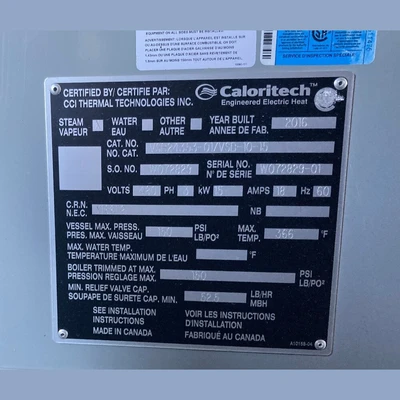 Used 2016 CALORITECH ENGINEERED ELECTRIC HEAT VSB24353-01/VSB-10-15 Boilers British Columbia CA | Savona Equipment LTD #1146409