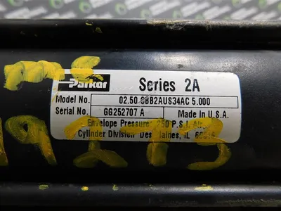 Parker 02.50 CBB2AUS34AC 5.000 Heavy Duty Pneumatic Cylinder 250 PSI Used