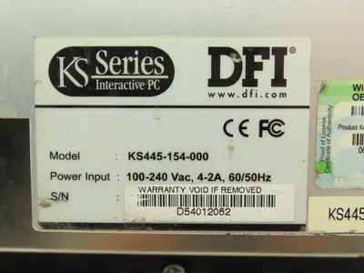 DFI  KS445-154-000 Operator Interface Panel  100-240Vac 4-2A 60/50Hz