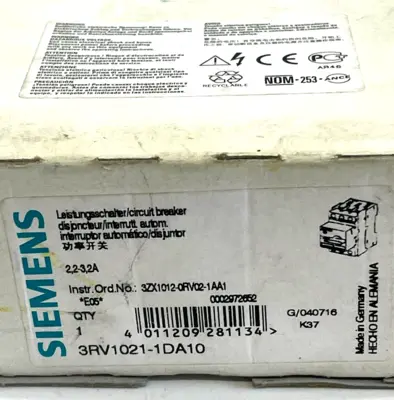 NEW SIEMENS 3RV1021-1DA10 CIRCUIT BREAKER 3RV10211DA10