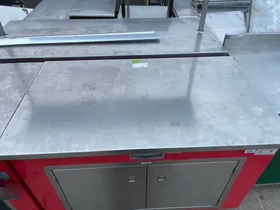 Used ColorPoint Used Color Point 50"x30" Stainless Steel Portable Work Counter With Outlets 120V Food Prep Tables Illinois US | Falcon Restaurant Supply #1376440