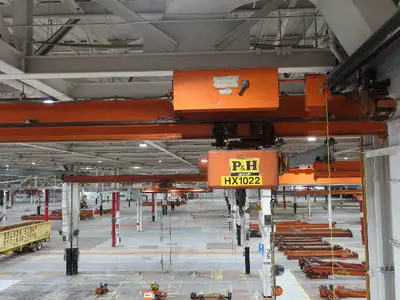 Cleveland Tramrail P&H 1/2 Ton Single Girder Underhung Bridge Crane 45' 10" Span