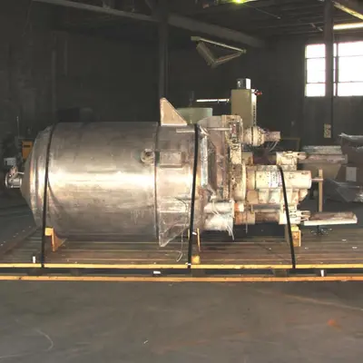 SPC6337  Mixer and Blender 400 gallons capacity Buhler vacuum mixer scrape and dispersion agitator, FV and 3 psi at 250° F internal, 50 psi at 250° F jacket