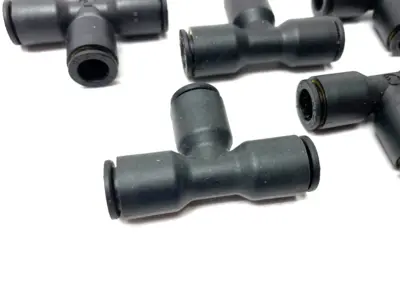 USED PARKER PNEUMATIC PUSH-IN UNION TEE FITTING 8MM BLACK