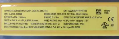 NEW BANNER SLSE30-1500Q8 EMITTER AND SLSR30-1500Q8 RECEIVER LIGHT CURTAIN SET
